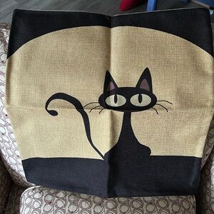 Meowingtons cat throw pillow cover. 17" x 17"
